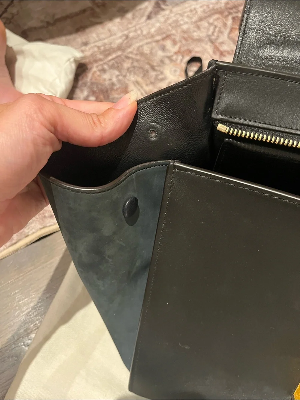Celine Trapeze Croc-Embossed Leather Shoulder Bag